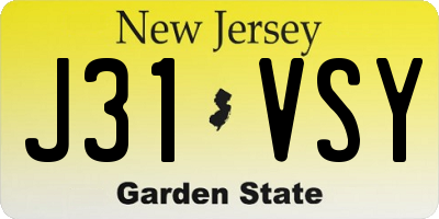 NJ license plate J31VSY