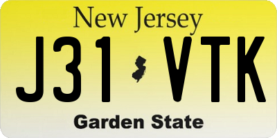 NJ license plate J31VTK