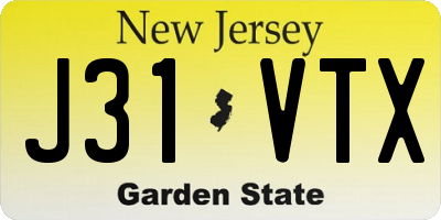NJ license plate J31VTX
