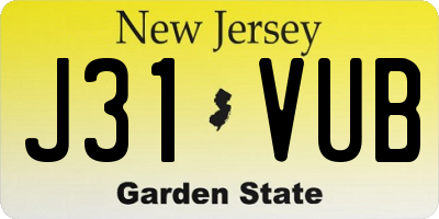 NJ license plate J31VUB