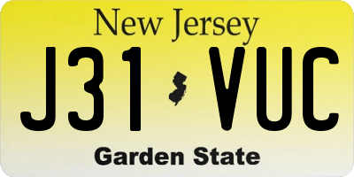 NJ license plate J31VUC