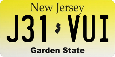 NJ license plate J31VUI