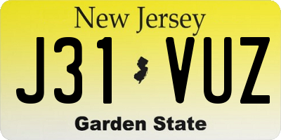 NJ license plate J31VUZ