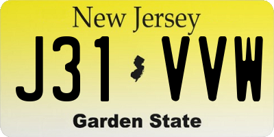 NJ license plate J31VVW