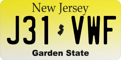 NJ license plate J31VWF