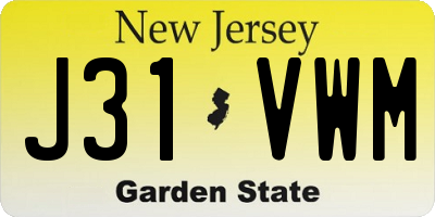 NJ license plate J31VWM