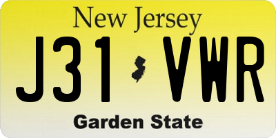 NJ license plate J31VWR