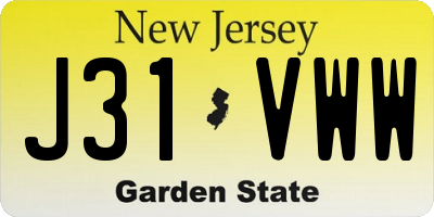 NJ license plate J31VWW