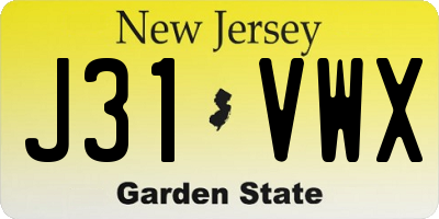 NJ license plate J31VWX