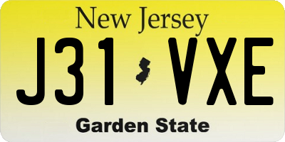 NJ license plate J31VXE