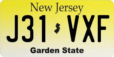 NJ license plate J31VXF