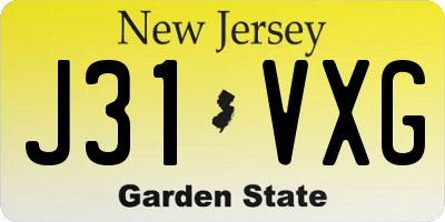 NJ license plate J31VXG