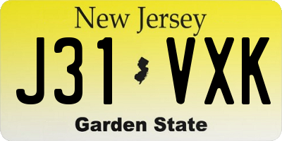 NJ license plate J31VXK
