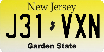 NJ license plate J31VXN
