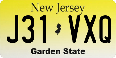 NJ license plate J31VXQ