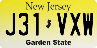 NJ license plate J31VXW