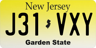 NJ license plate J31VXY
