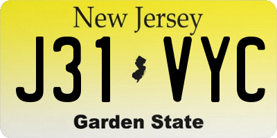 NJ license plate J31VYC