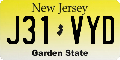 NJ license plate J31VYD