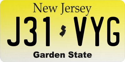 NJ license plate J31VYG