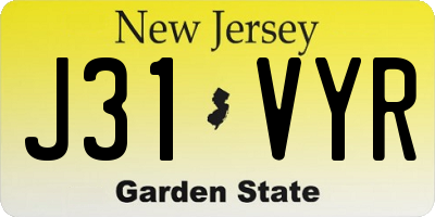 NJ license plate J31VYR
