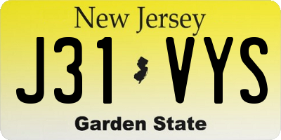 NJ license plate J31VYS