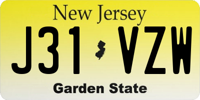 NJ license plate J31VZW