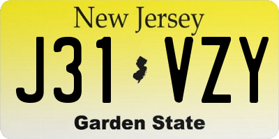 NJ license plate J31VZY