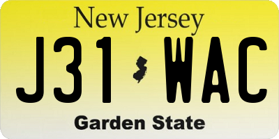 NJ license plate J31WAC