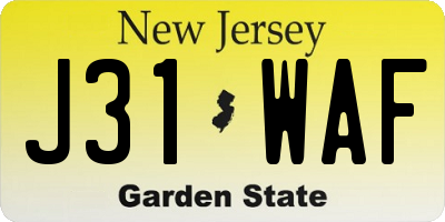 NJ license plate J31WAF