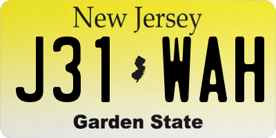 NJ license plate J31WAH
