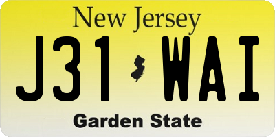 NJ license plate J31WAI