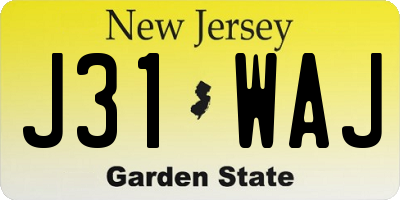 NJ license plate J31WAJ