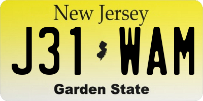 NJ license plate J31WAM
