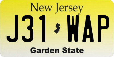 NJ license plate J31WAP