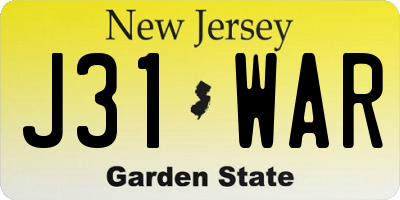 NJ license plate J31WAR