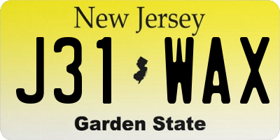 NJ license plate J31WAX
