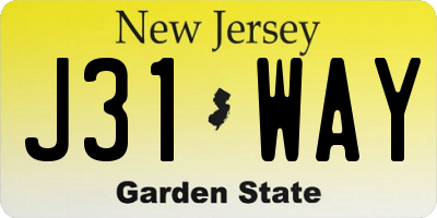 NJ license plate J31WAY