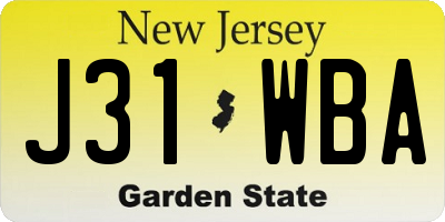 NJ license plate J31WBA