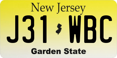 NJ license plate J31WBC