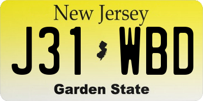 NJ license plate J31WBD
