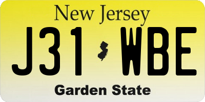 NJ license plate J31WBE
