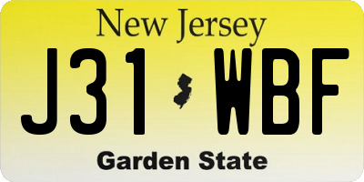 NJ license plate J31WBF