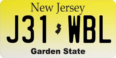 NJ license plate J31WBL