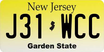 NJ license plate J31WCC