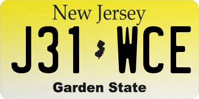 NJ license plate J31WCE