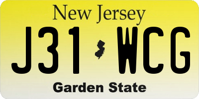NJ license plate J31WCG