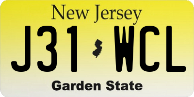 NJ license plate J31WCL