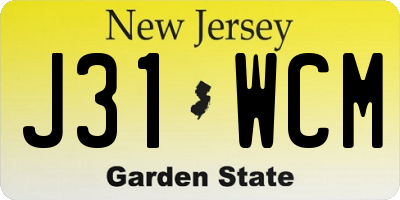 NJ license plate J31WCM