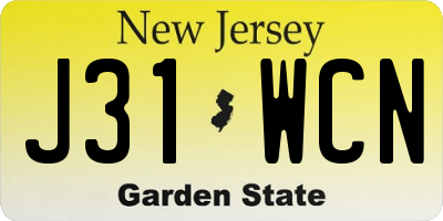 NJ license plate J31WCN